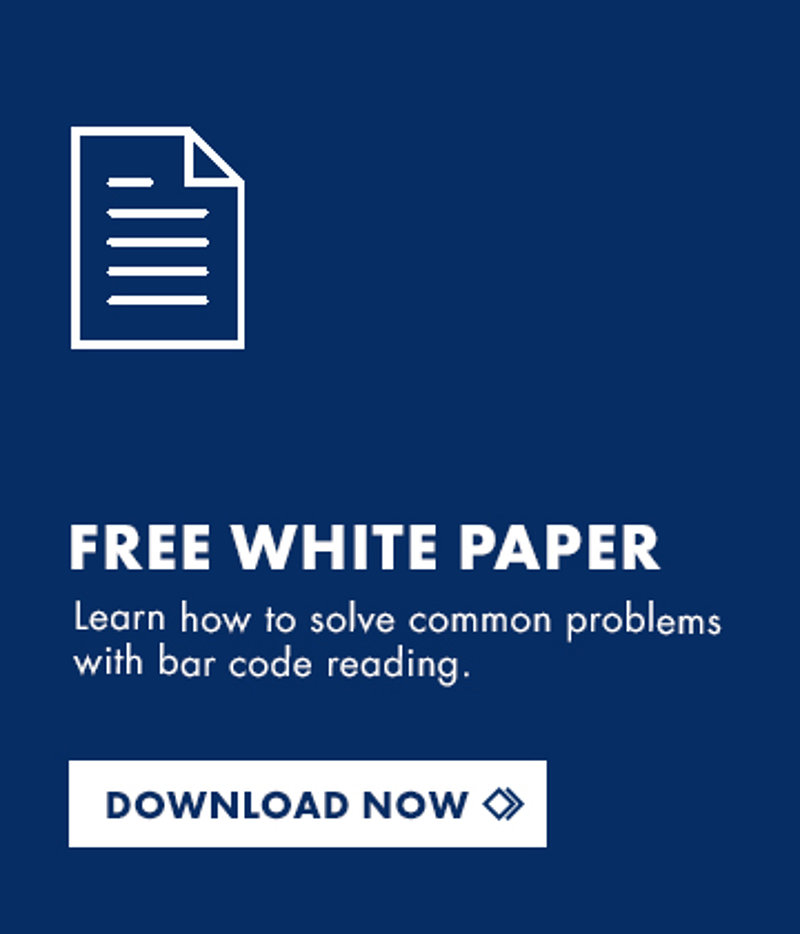 Notice on free whitepaper "Barcodes in Intralogistic. Learn how to tackle common problems with bar code reading."