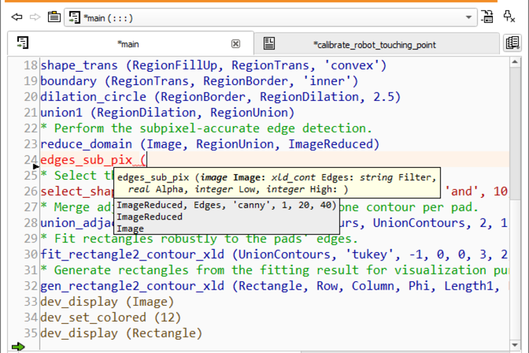HDevelop - Programmfenster