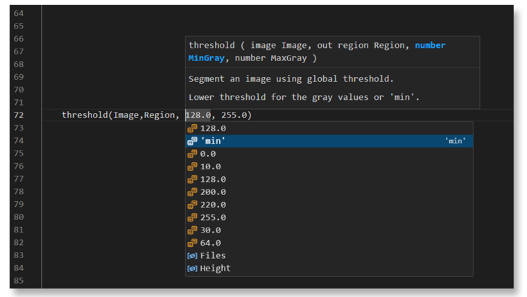 HDevelopEVO enhanced auto-completion